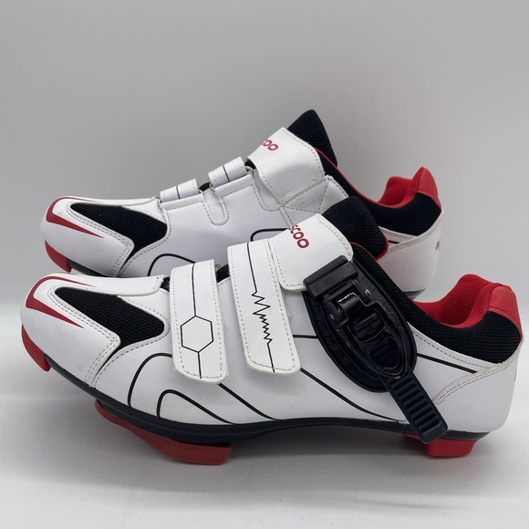 Kescoo Shoes - Kescoo 41 Mens 7 Womens 9‎ Cycling Shoes White Black Red Compatible with Peloton